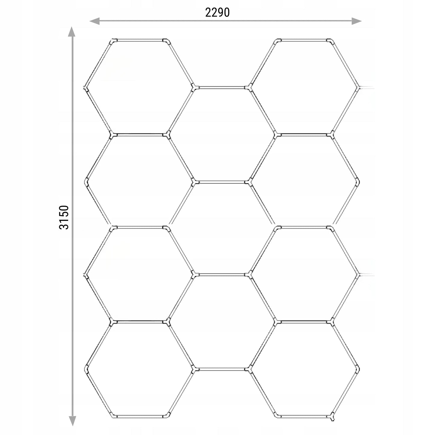 LED lubinis šviestuvas Hexagon 315*229cm 6500K garažui ir namams