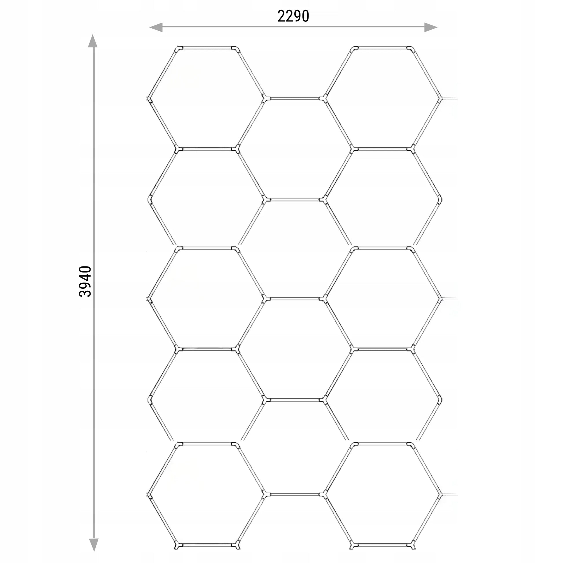 LED lubinis šviestuvas panelis plafonas Hexagon 229x394cm 4000K garažui namams