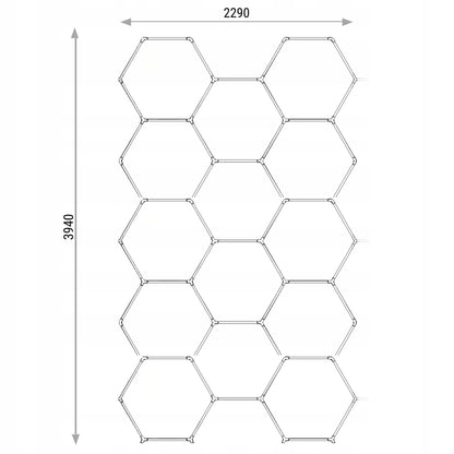 LED lubinis šviestuvas panelis plafonas Hexagon 229x394cm 4000K garažui namams