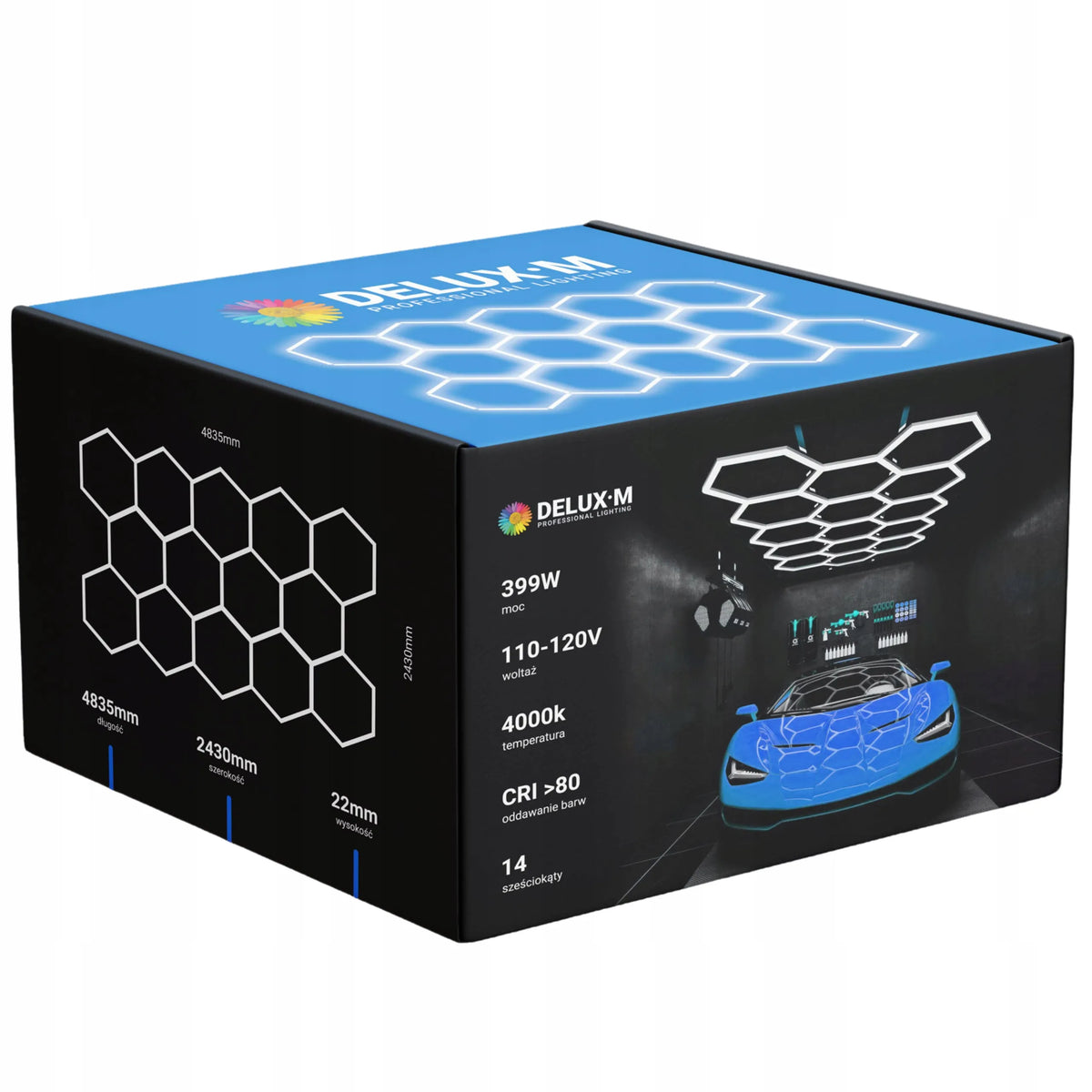 LED lubinis šviestuvas panelis plafonas Hexagon 229x394cm 4000K garažui namams