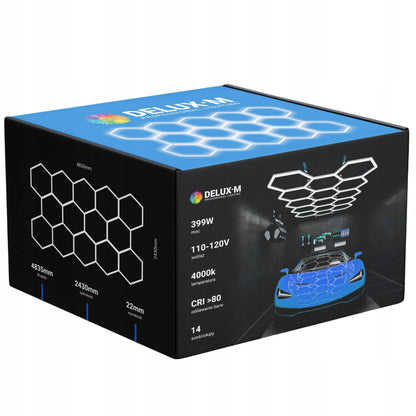 LED lubinis šviestuvas panelis plafonas Hexagon 229x394cm 4000K garažui namams