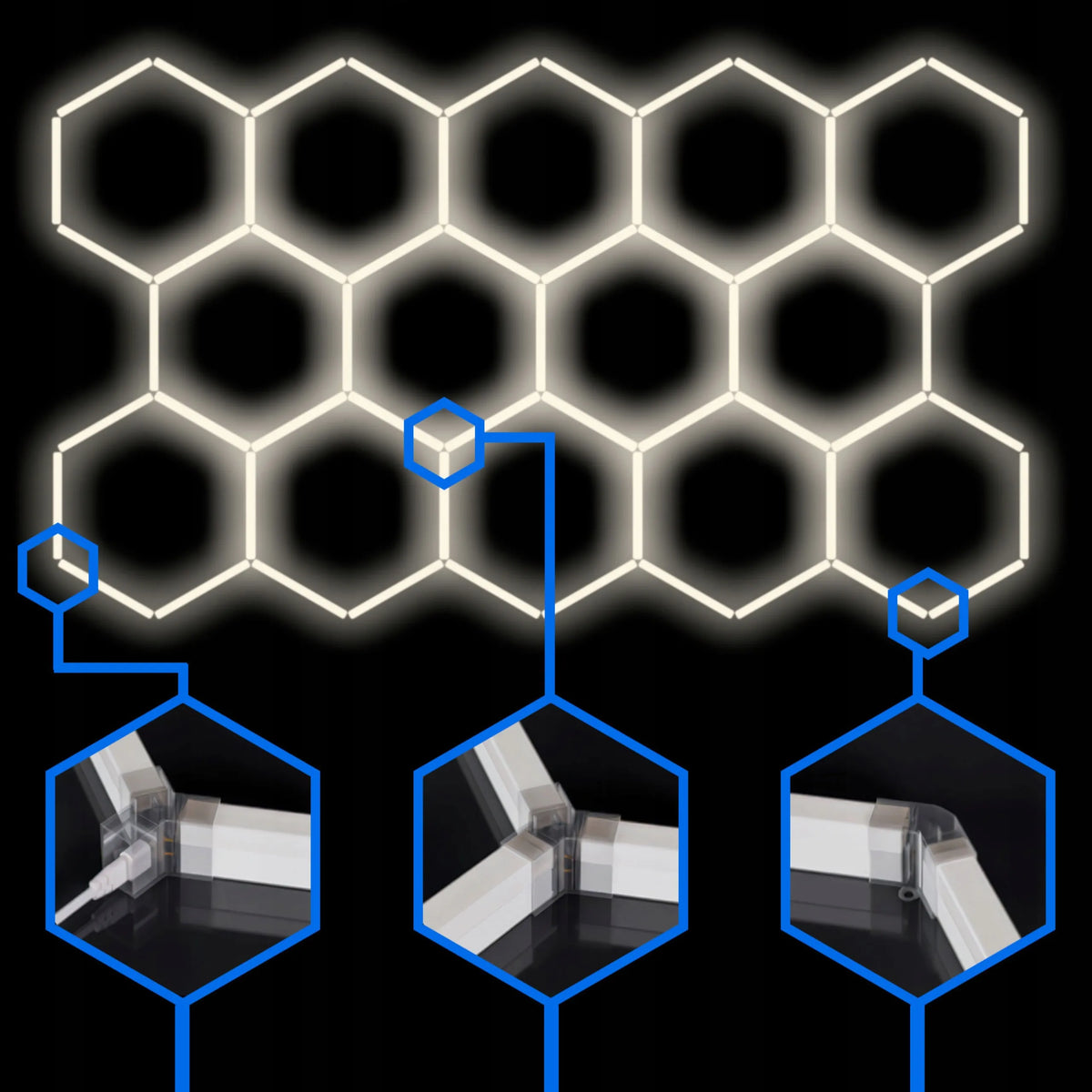 LED lubinis šviestuvas panelis plafonas Hexagon 229x394cm 4000K garažui namams