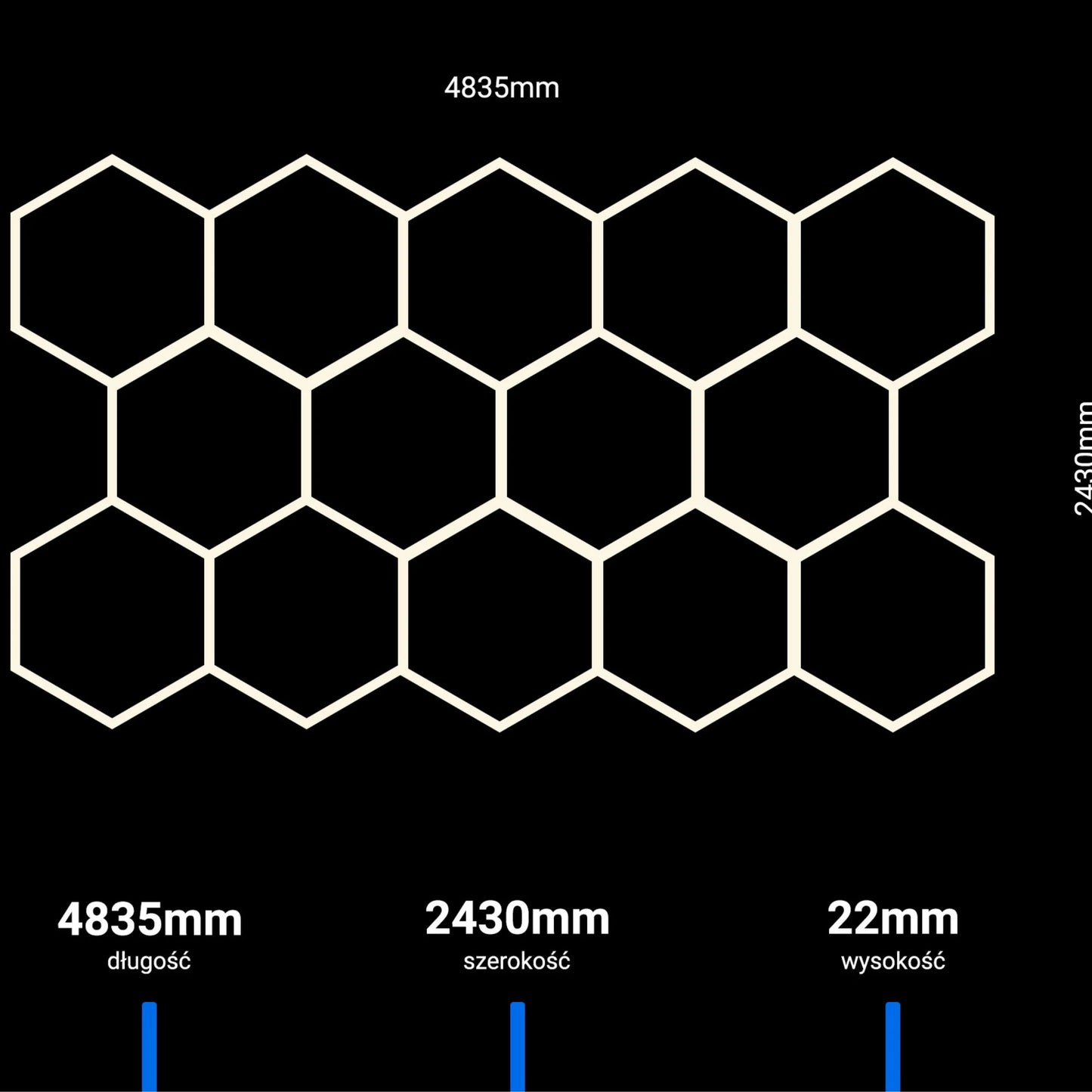 LED lubinis šviestuvas panelis plafonas Hexagon 229x394cm 4000K garažui namams