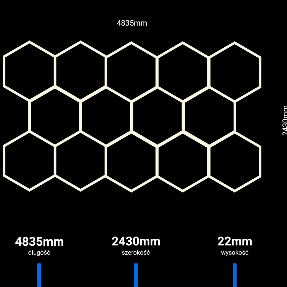 LED lubinis šviestuvas panelis plafonas Hexagon 229x394cm 4000K garažui namams