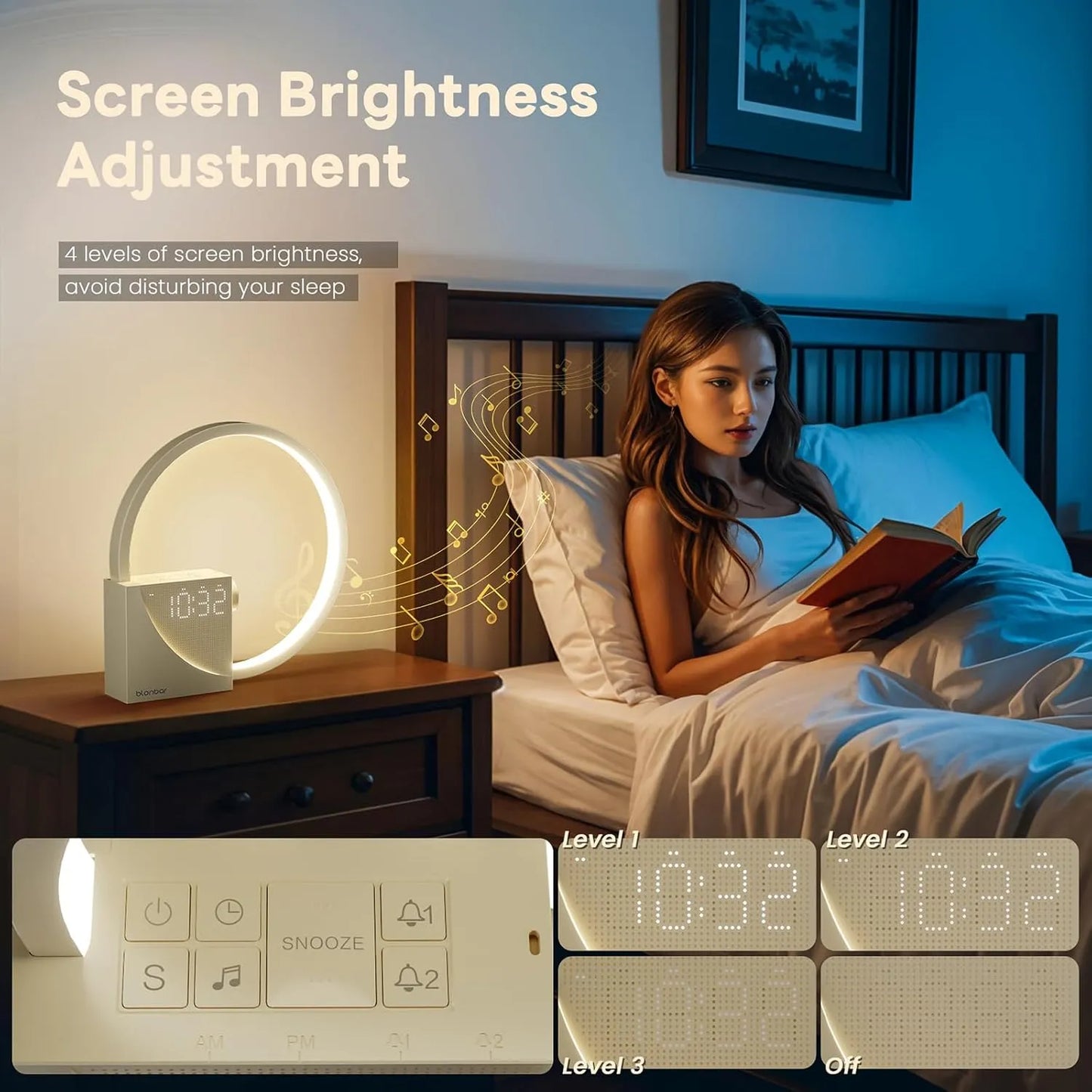 LED Naktinis Šviestuvas su Žadintuvu, Gamtos Garsais ir USB