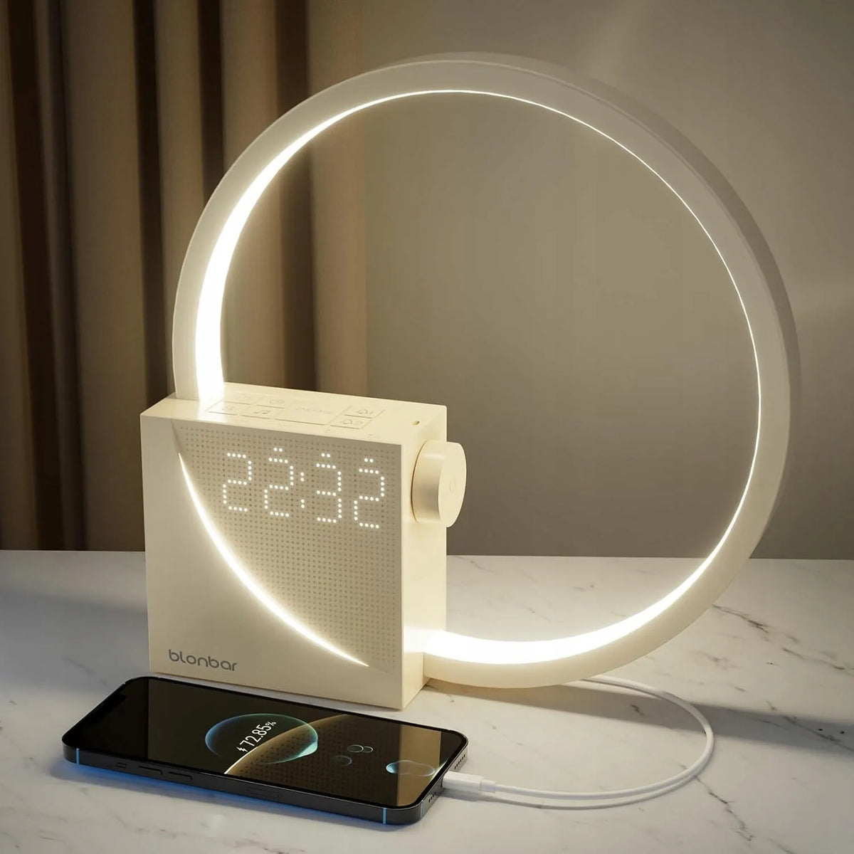 LED Naktinis Šviestuvas su Žadintuvu, Gamtos Garsais ir USB