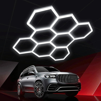 LED šešiakampė panelė dirbtuvių ir garažo apšvietimui, 257 × 244 cm, 280 W, 6500 K