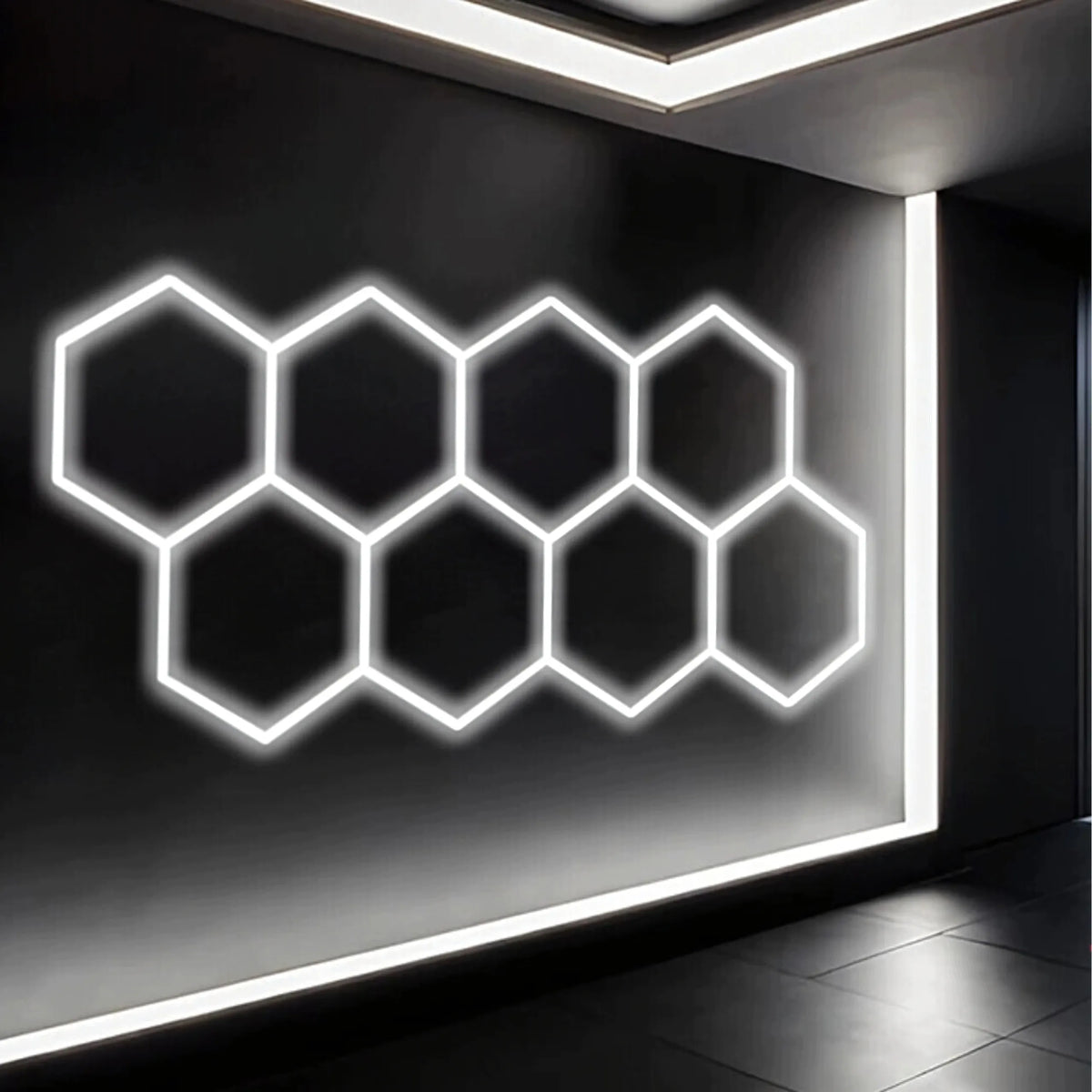 LED šešiakampė panelė dirbtuvių ir garažo apšvietimui, 257 × 244 cm, 280 W, 6500 K
