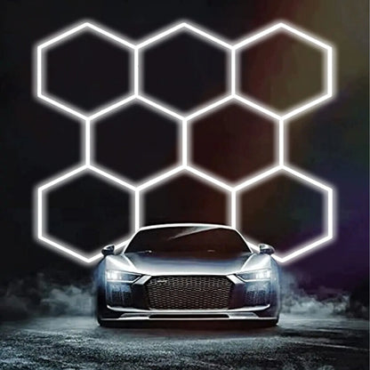 LED šešiakampė panelė dirbtuvių ir garažo apšvietimui, 257 × 244 cm, 280 W, 6500 K