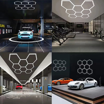 LED šešiakampė panelė dirbtuvių ir garažo apšvietimui, 257 × 244 cm, 280 W, 6500 K