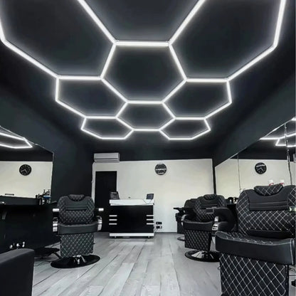 LED šešiakampė panelė dirbtuvių ir garažo apšvietimui, 257 × 244 cm, 280 W, 6500 K