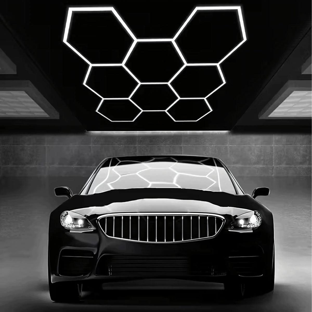 LED šešiakampė panelė dirbtuvių ir garažo apšvietimui, 257 × 244 cm, 280 W, 6500 K