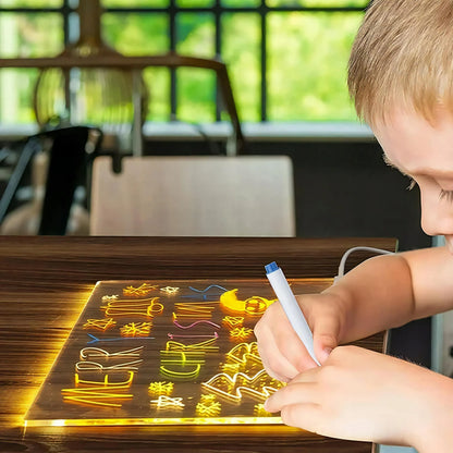 LED šviečianti piešimo lentelė vaikams su šviečiančiais rašikliais