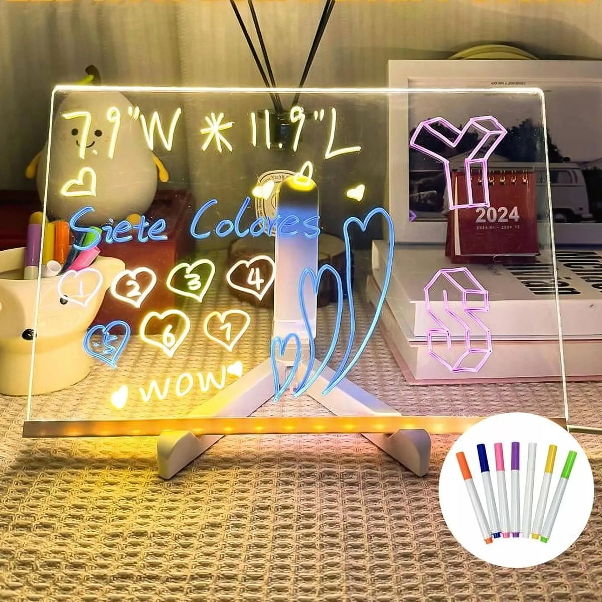 LED šviečianti piešimo lentelė vaikams su šviečiančiais rašikliais
