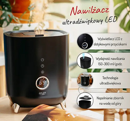 LED ultragarsinis drėkintuvas juodos spalvos namams