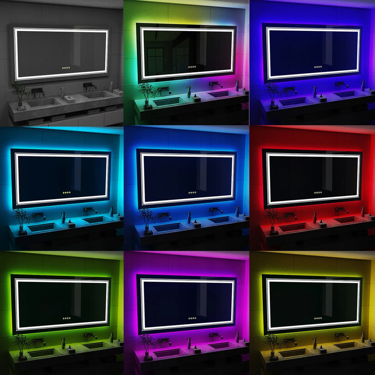 LED vonios veidrodis su RGB apšvietimu 120x60cm