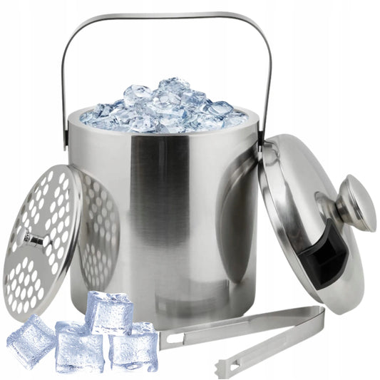 Ledo kibirėlis 1,3 l su žnyplėmis, sidabro blizgesio Lugo cooler