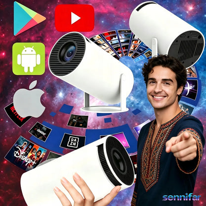 „ledrgb“ nešiojamasis „Android TV“ projektorius, 4K turinio palaikymas, „Wi-Fi“, „Full HD“, išmanusis garsiakalbis