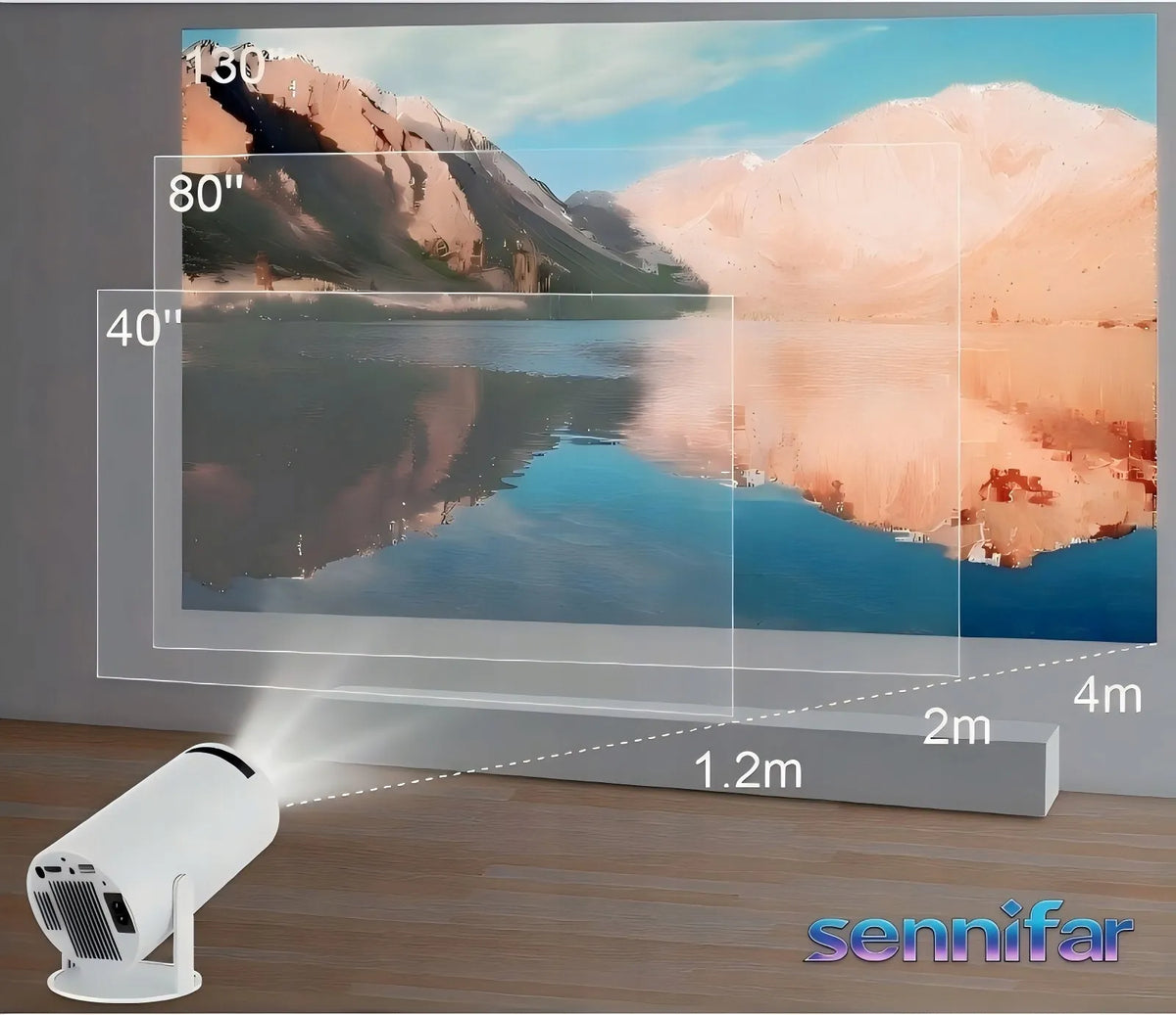 „ledrgb“ nešiojamasis „Android TV“ projektorius, 4K turinio palaikymas, „Wi-Fi“, „Full HD“, išmanusis garsiakalbis