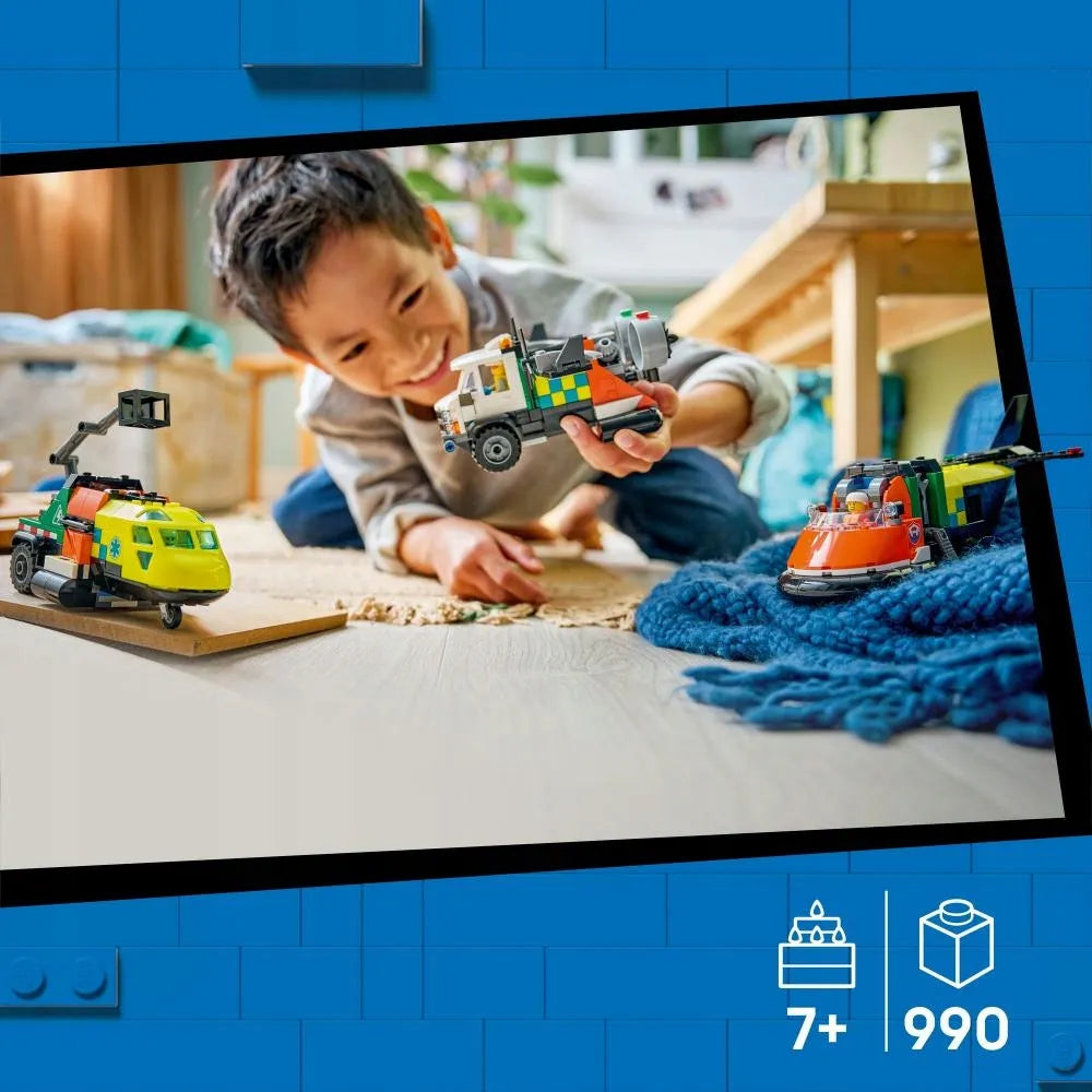 LEGO 60505 CITY Rinkinys su lėktuvu, techninės priežiūros sunkvežimiu ir oro pagalvės laivu