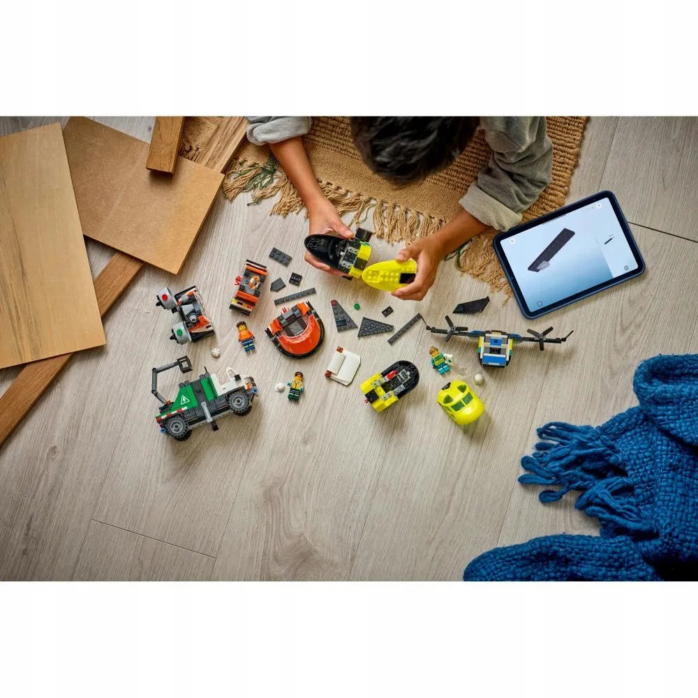 LEGO 60505 CITY Rinkinys su lėktuvu, techninės priežiūros sunkvežimiu ir oro pagalvės laivu