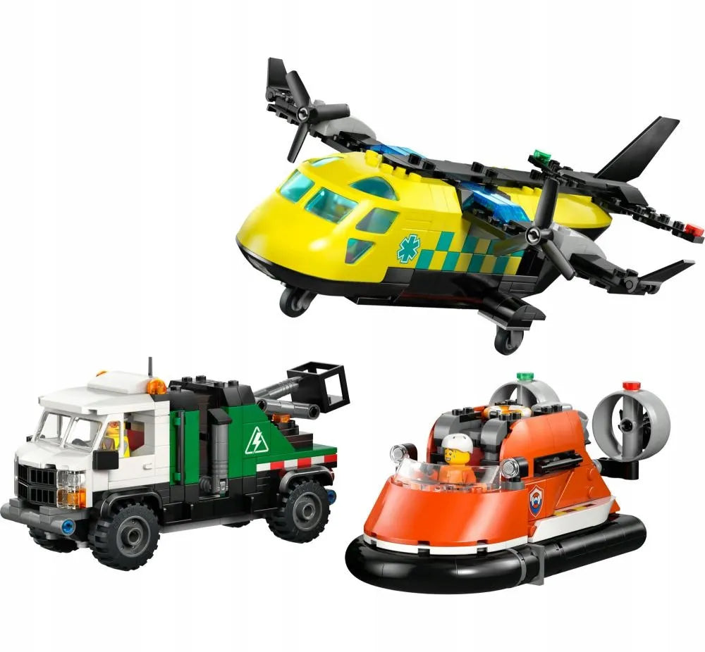LEGO 60505 CITY Rinkinys su lėktuvu, techninės priežiūros sunkvežimiu ir oro pagalvės laivu