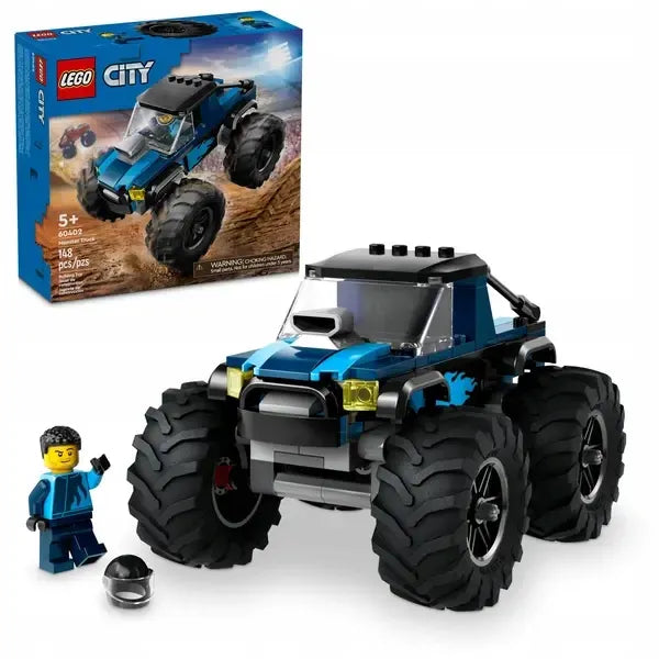 LEGO City mėlynas visureigis Monster Truck 60402 – jaudinantis vairavimas ir akrobatiniai triukai!
