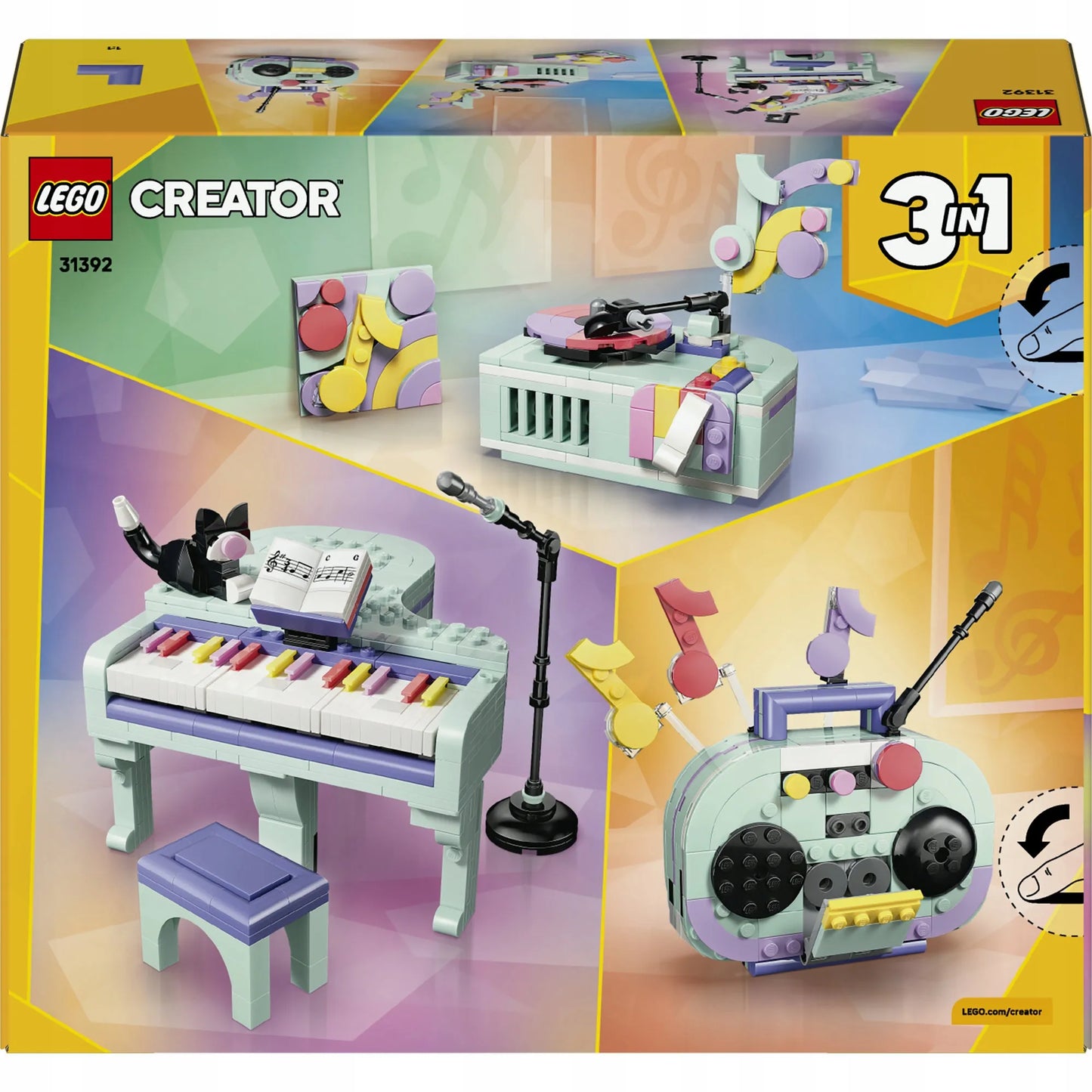LEGO Creator 3 viename 31392 Muzikinis rinkinys: Pianinas su kate