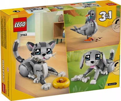 LEGO Creator 3 viename „Išdykęs katinas“, „Judrus šuo“ ir „Mielas balandis“ 31163