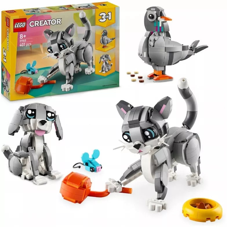 LEGO Creator 3in1 Išdykęs katinas, judrus šuo, mielas balandis 31163