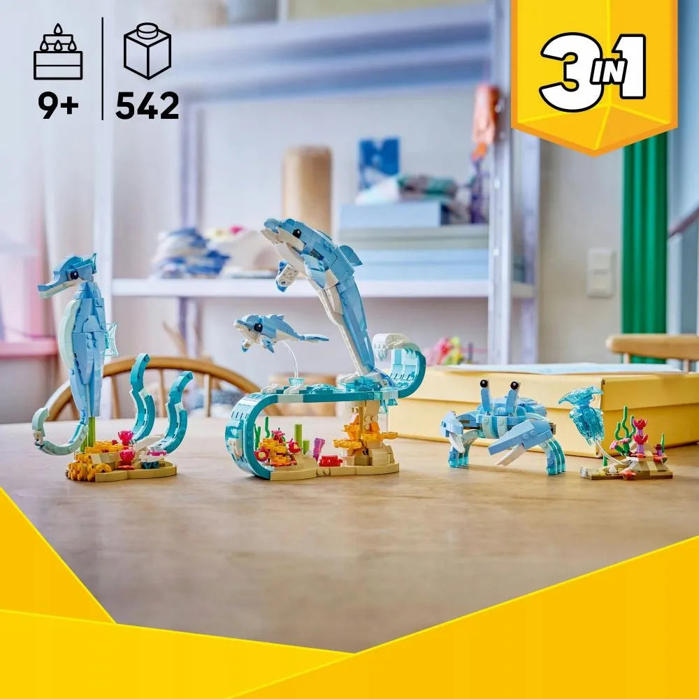 LEGO CREATOR Jūros gyvūnai: gražus delfinas 3 viename 31385