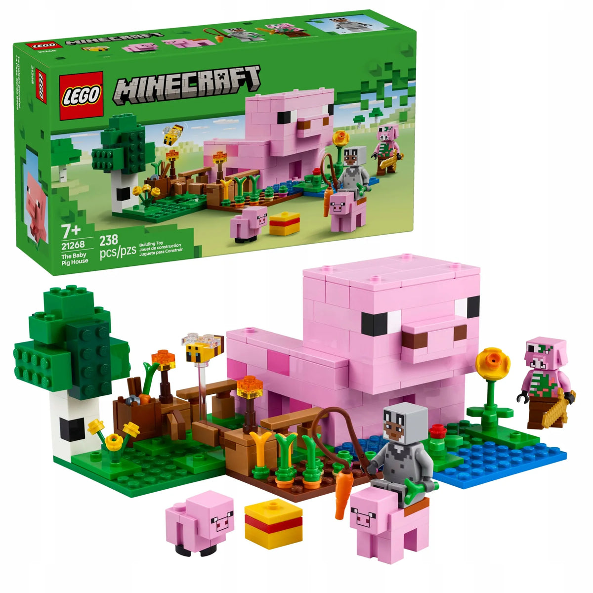 LEGO Minecraft Paršelio namas 21268 – kūrybinis rinkinys vaikams nuo 7 metų