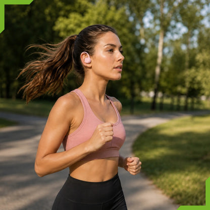 LEMON rožinės sportinės belaidės „Bluetooth“ į ausis įstatomos ausinės su įkrovimo dėklu