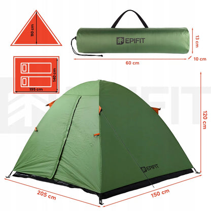 Lengva dvivietė vandeniui atspari kempingo palapinė su tentu 205x150x120 cm Epifit HORIZON 2.0