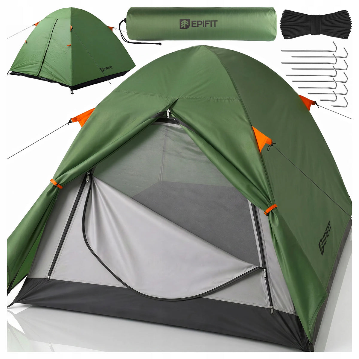 Lengva dvivietė vandeniui atspari kempingo palapinė su tentu 205x150x120 cm Epifit HORIZON 2.0