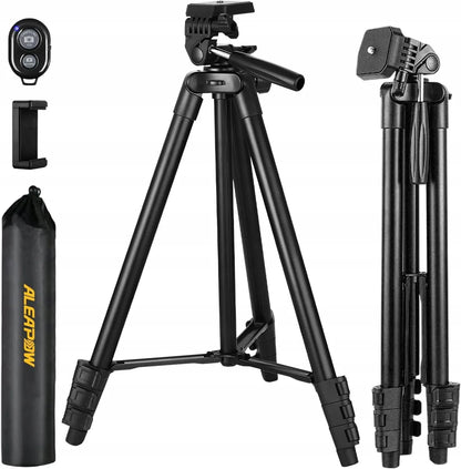 Lengvas aliumininis trikojis 39-135 cm 0,5 kg 3in1 + BT nuotolinio valdymo pultas, telefono laikiklis + krepšys