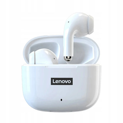 „Lenovo LP40 PRO“ baltos belaidės ausinės į ausis, IPX5, „Bluetooth 5.1“