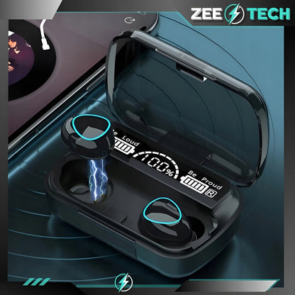 „Lewer M10“ belaidės į ausis įstatomos „Bluetooth“ ausinės su mikrofonu ir įkrovimo dėklu