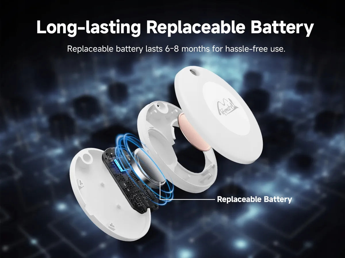 Lifemate LifeTag GPS ieieškiklis skirtas Apple Find My - IP65, 12 mėn. baterija, su baltu dėklu
