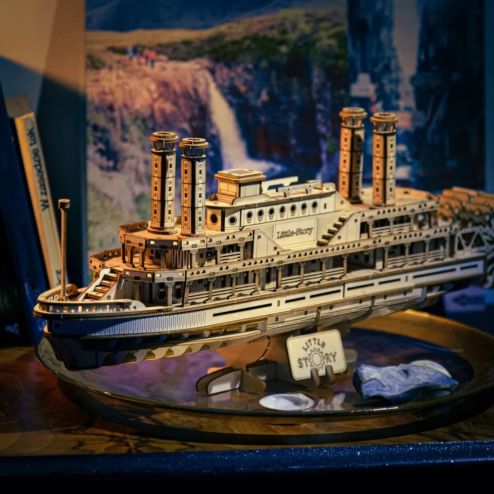 „Little Story“ medinė 3D garlaivio dėlionė – garlaivio modelis dovanai