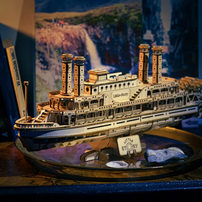 „Little Story“ medinė 3D garlaivio dėlionė – garlaivio modelis dovanai