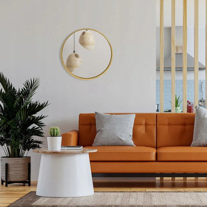 LOFT apvalus sieninis veidrodis su auksiniu rėmu, 50 cm