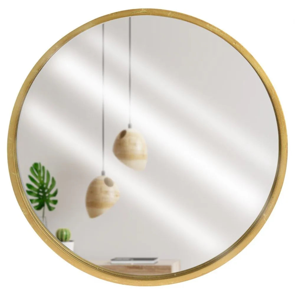LOFT apvalus sieninis veidrodis su auksiniu rėmu, 50 cm