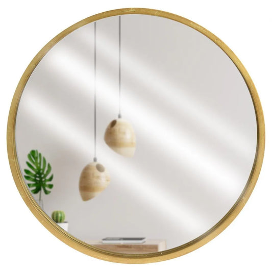 LOFT apvalus sieninis veidrodis su auksiniu rėmu, 50 cm