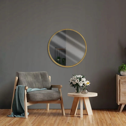 LOFT apvalus sieninis veidrodis su auksiniu rėmu, 50 cm
