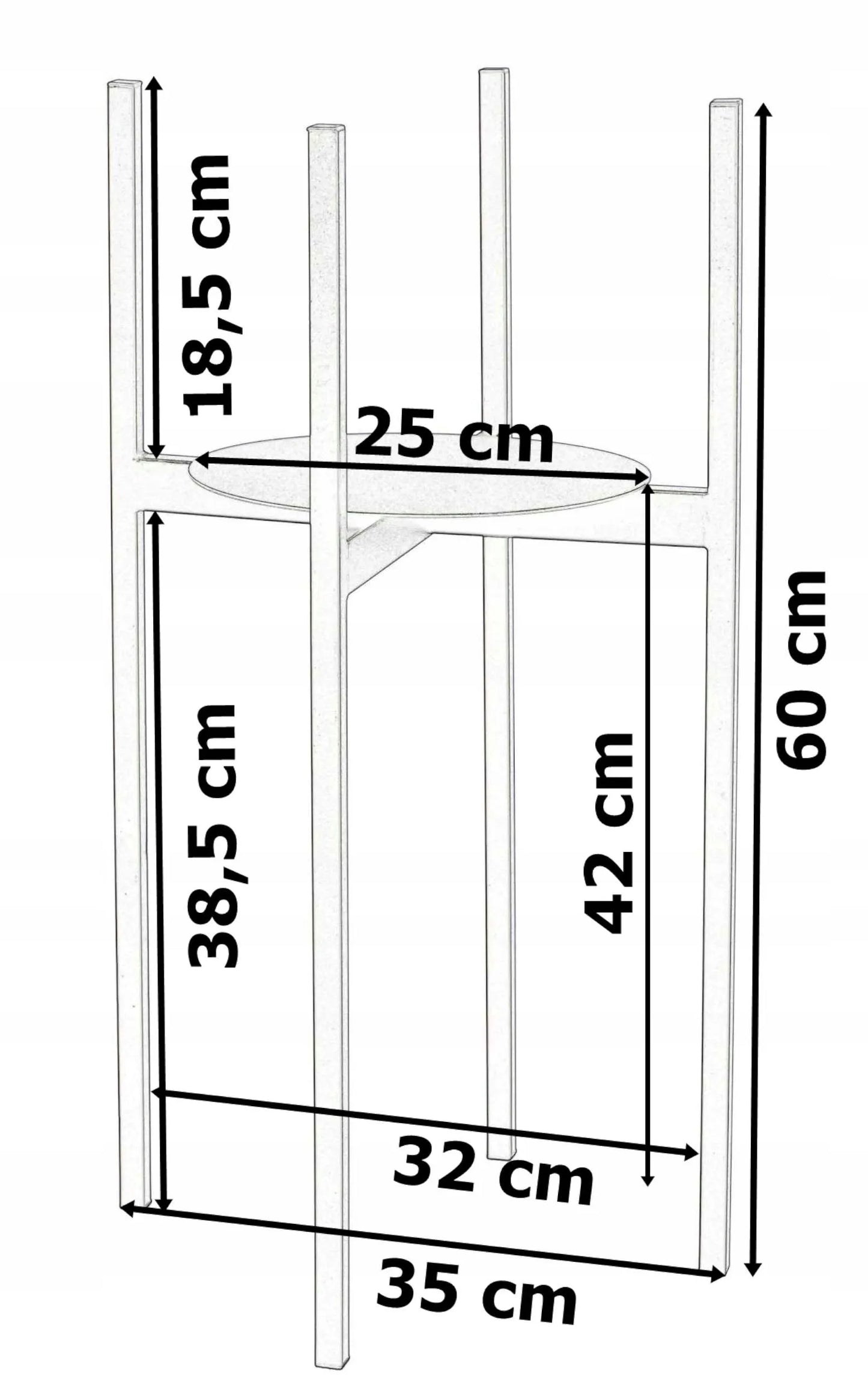 Loftinis pastatomas gėlių stovas Torre, 60 cm, juodas