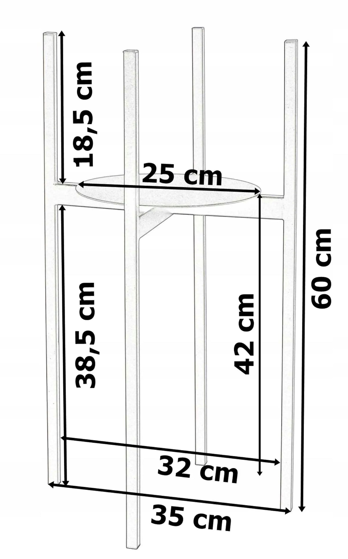 Loftinis pastatomas gėlių stovas Torre, 60 cm, juodas