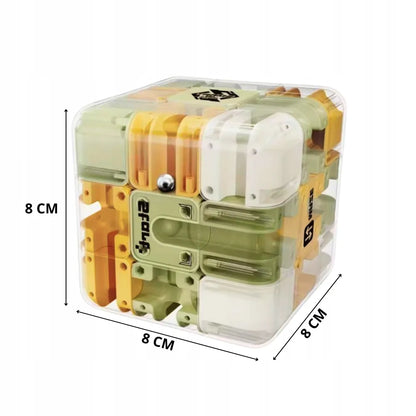Loginis labirinto kubas vaikams su metaliniu rutuliuku, žaidimas „Cube Maze 3D“