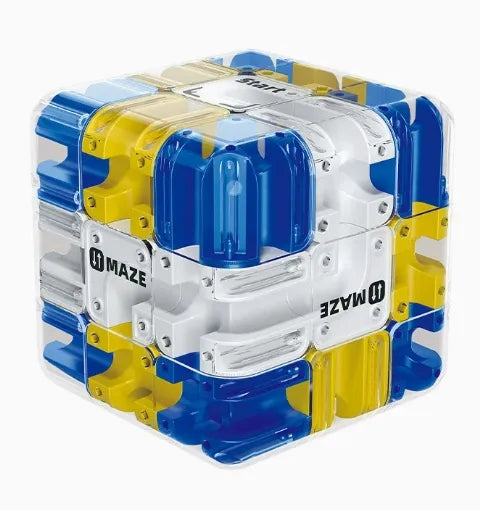 Loginis labirinto kubas vaikams su metaliniu rutuliuku, žaidimas „Cube Maze 3D“