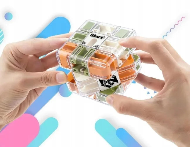 Loginis labirinto kubas vaikams su metaliniu rutuliuku, žaidimas „Cube Maze 3D“